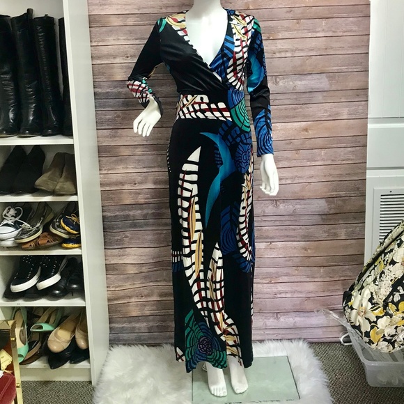 1 LEFT ** Velvet and Silk Print Gown - Picture 2 of 6